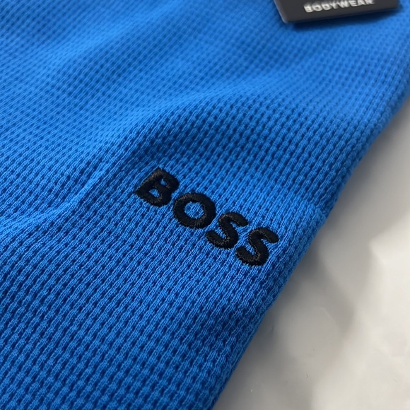 NWT - BOSS Men's Waffle T-shirt with Embroidered Logo, Bright Blue - Size XXL - Picture 8 of 11